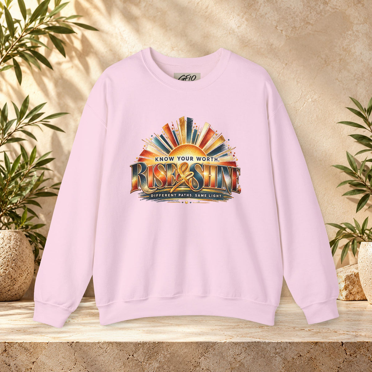 Know Your Worth Rise & Shine Unisex Motivational Crewneck Sweatshirt