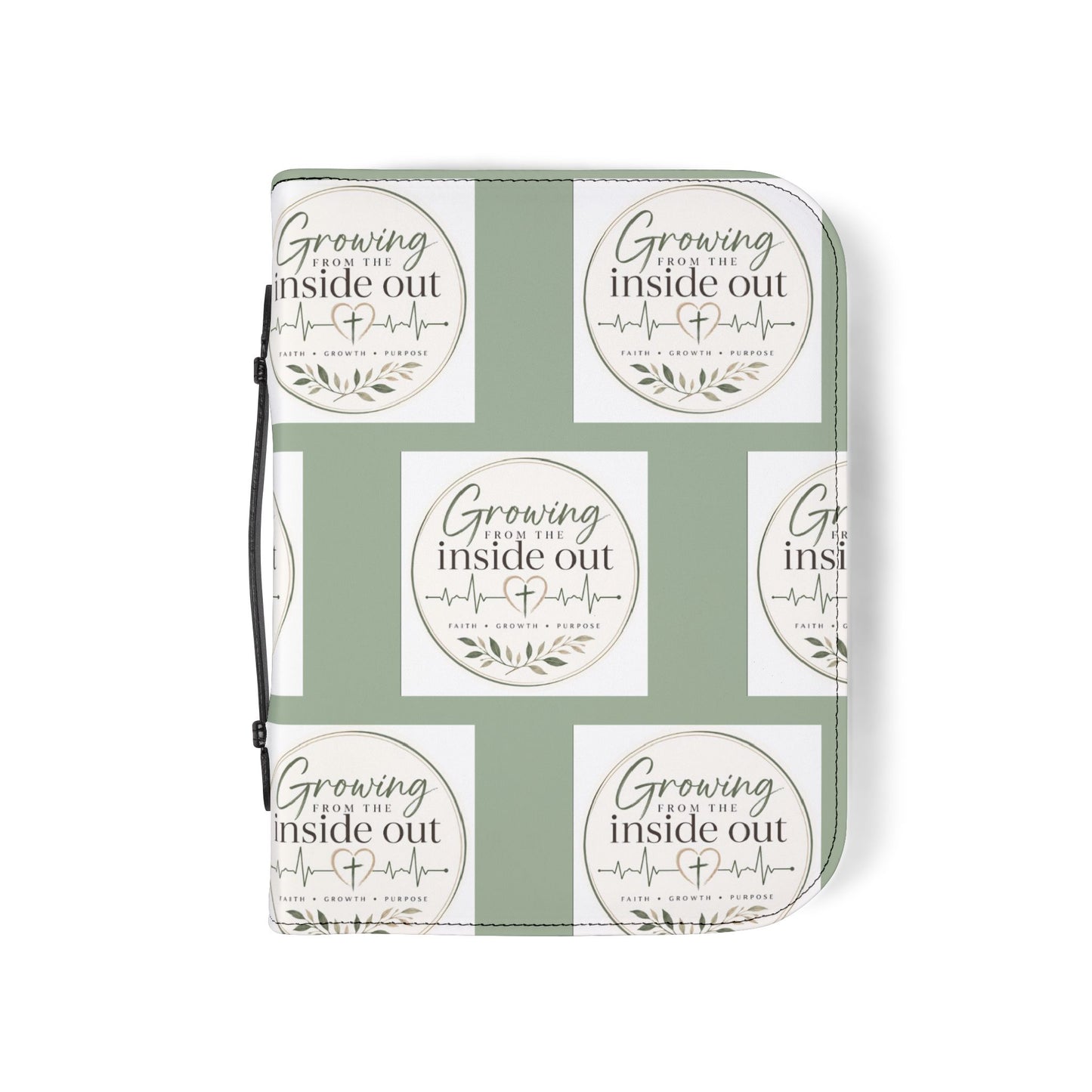 Christian Bible Cover | Growing From The Inside Out Bible Case | Floral Bible Cover with Handle | Faith Gift | Scripture Study Organizer