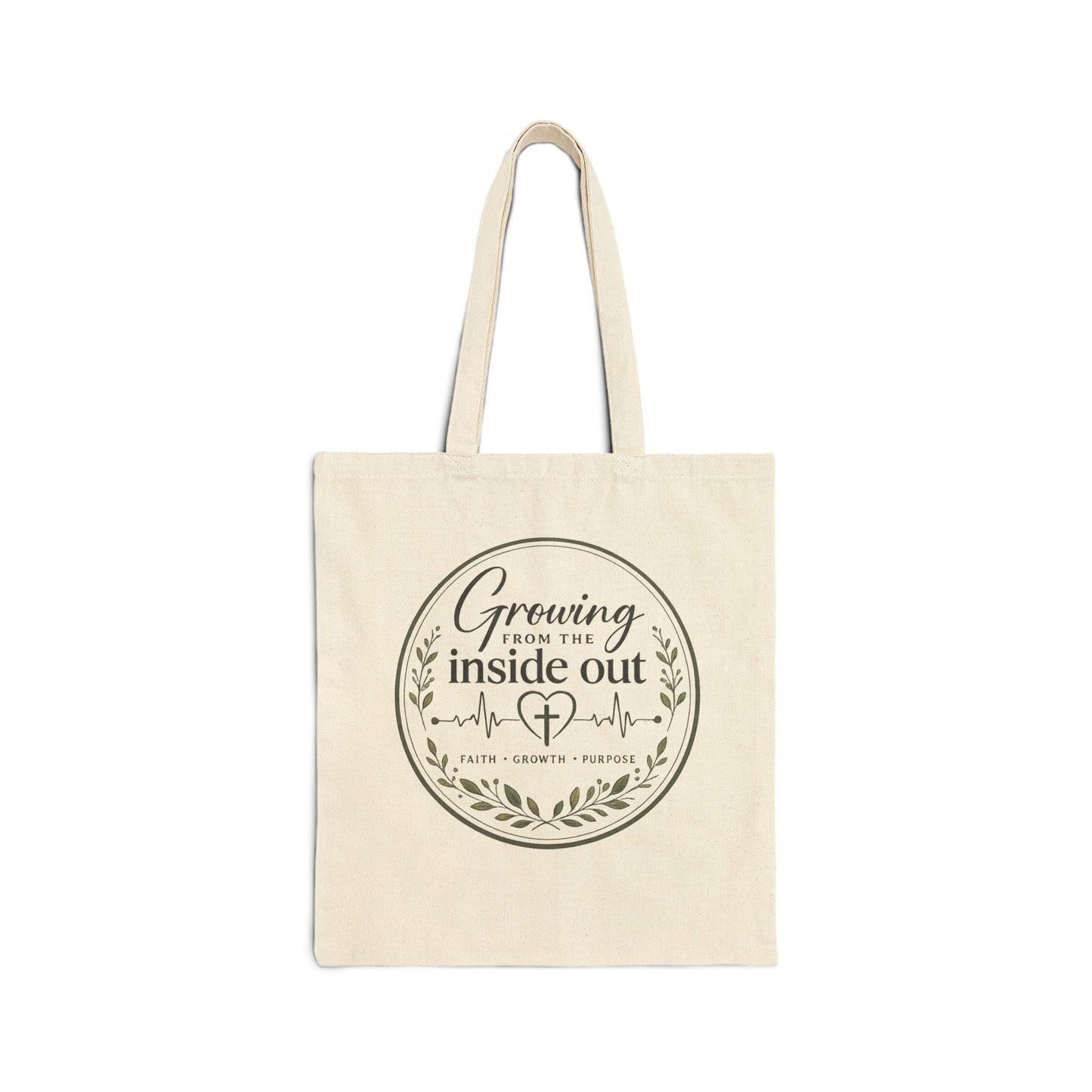 Faith Growth Purpose Hope Tote Bag | Christian Canvas Tote | Botanical Reusable Book Bag | Inspirational Gift for Women