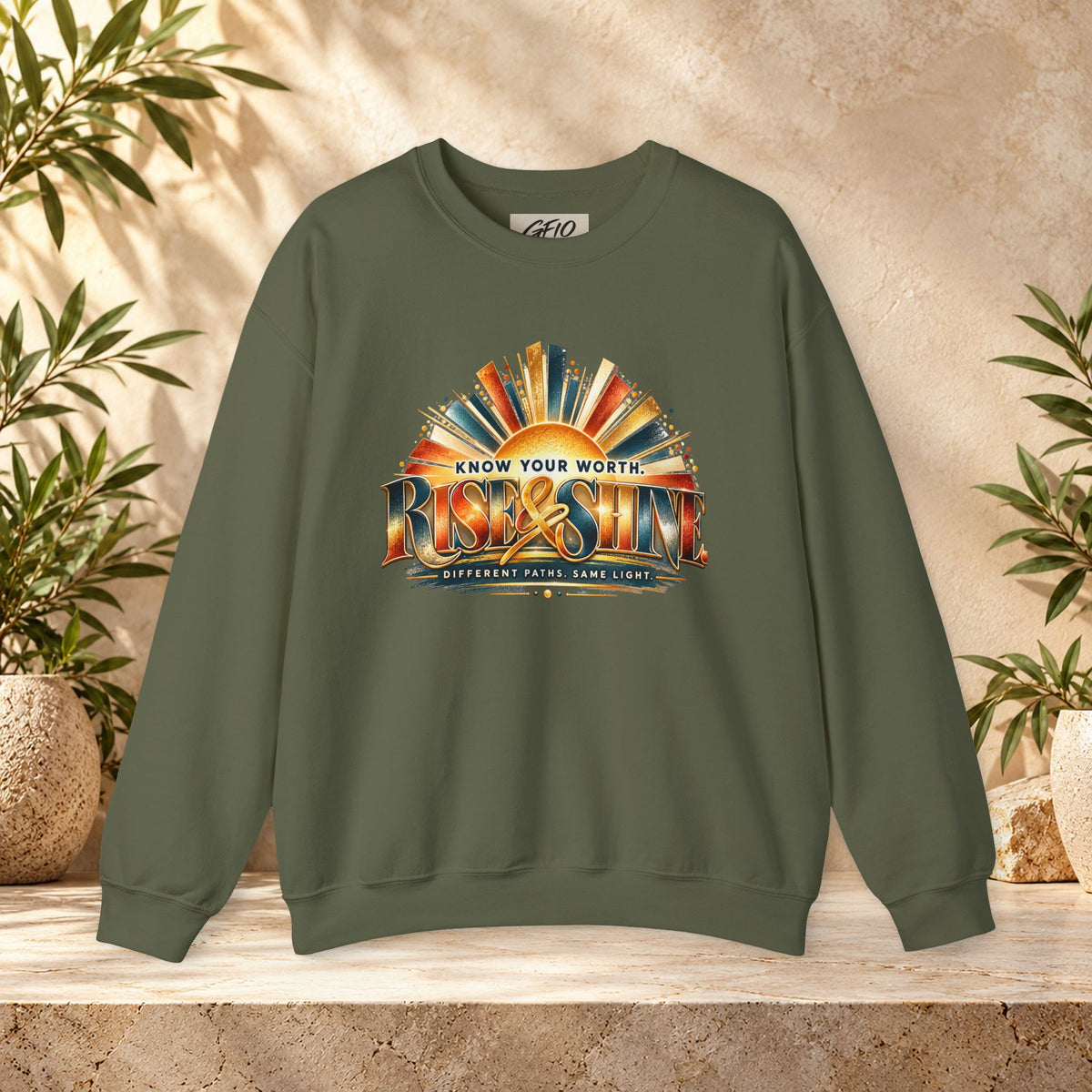 Know Your Worth Rise & Shine Unisex Motivational Crewneck Sweatshirt