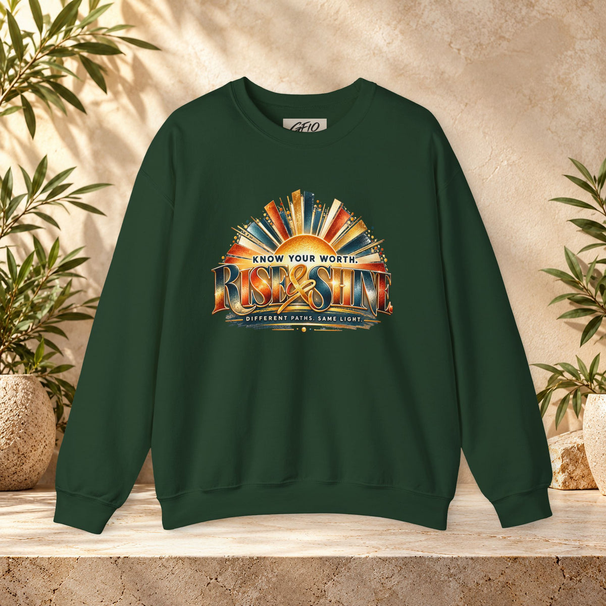 Know Your Worth Rise & Shine Unisex Motivational Crewneck Sweatshirt