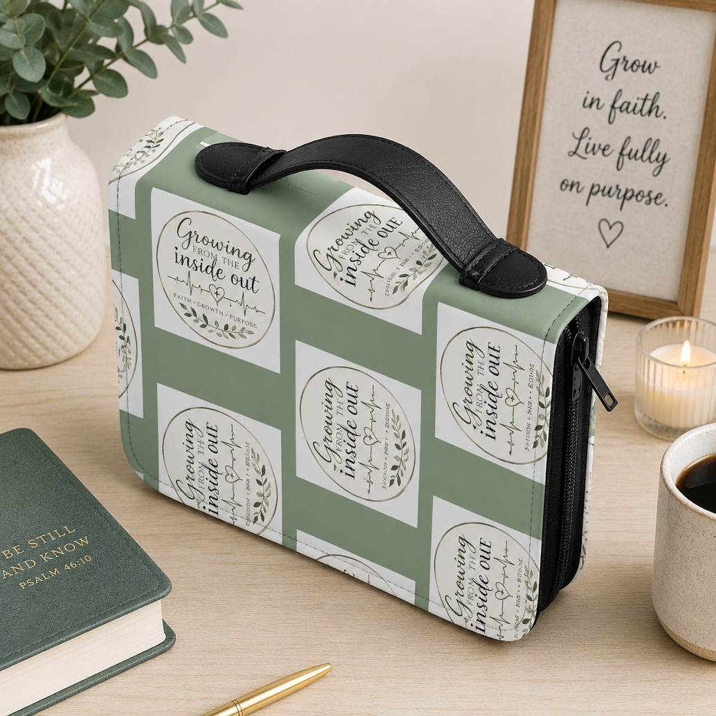 Sage Green PU Leather Bible Cover | Christian Faith Study Case