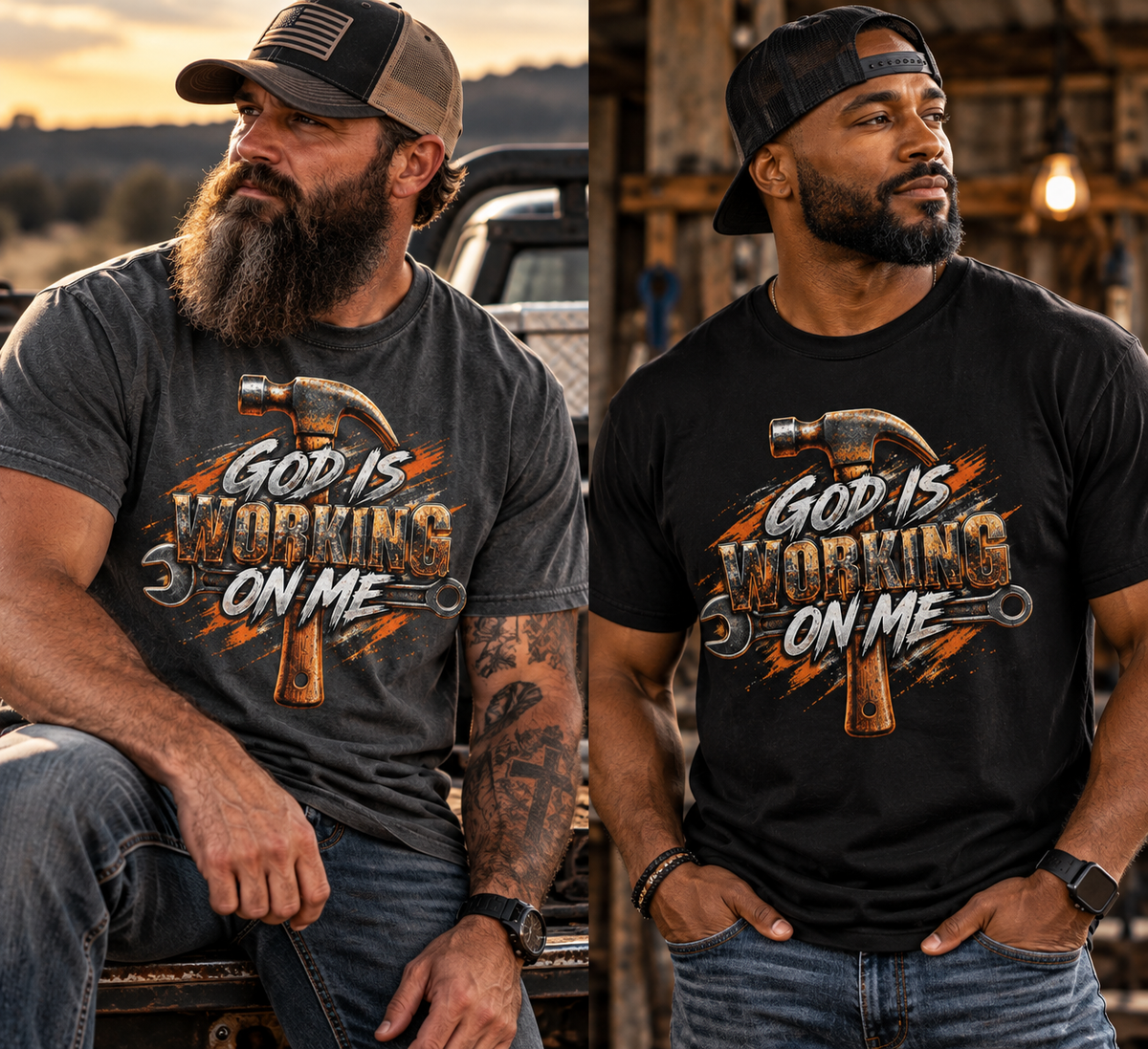God Is Working On Me Men's Christian Graphic T-Shirt I GFIO