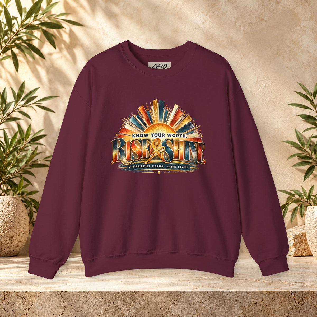 Know Your Worth Rise & Shine Unisex Motivational Crewneck Sweatshirt