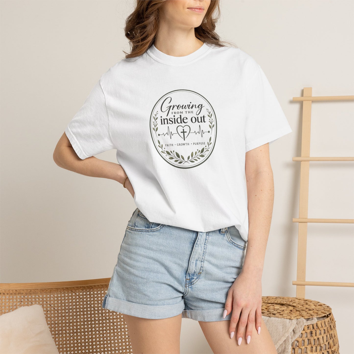 Growing From The Inside Out T-Shirt | Christian Graphic Tee | Faith Inspired Unisex Shirt | Botanical Logo Tee | Inspirational Gift
