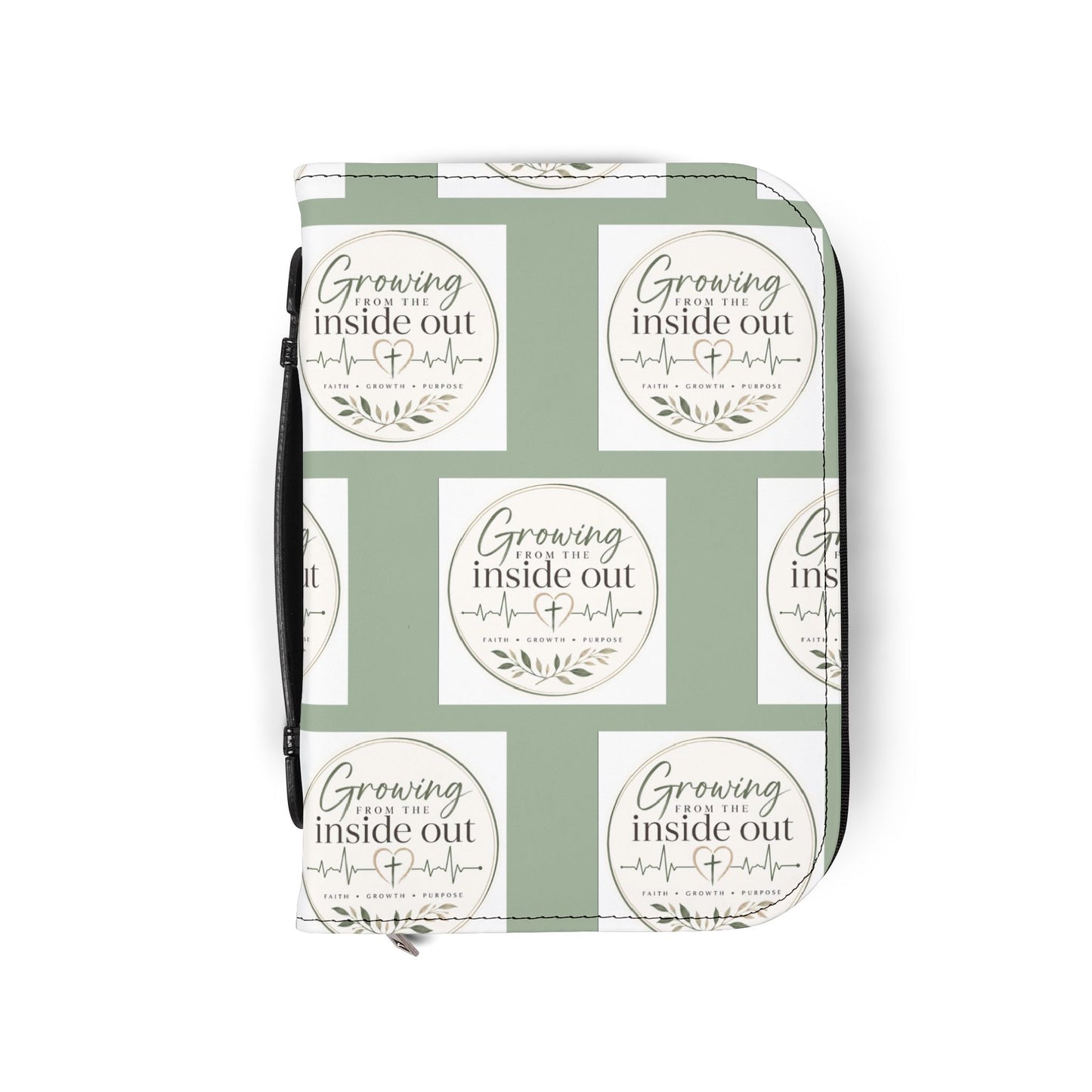 Christian Bible Cover | Growing From The Inside Out Bible Case | Floral Bible Cover with Handle | Faith Gift | Scripture Study Organizer