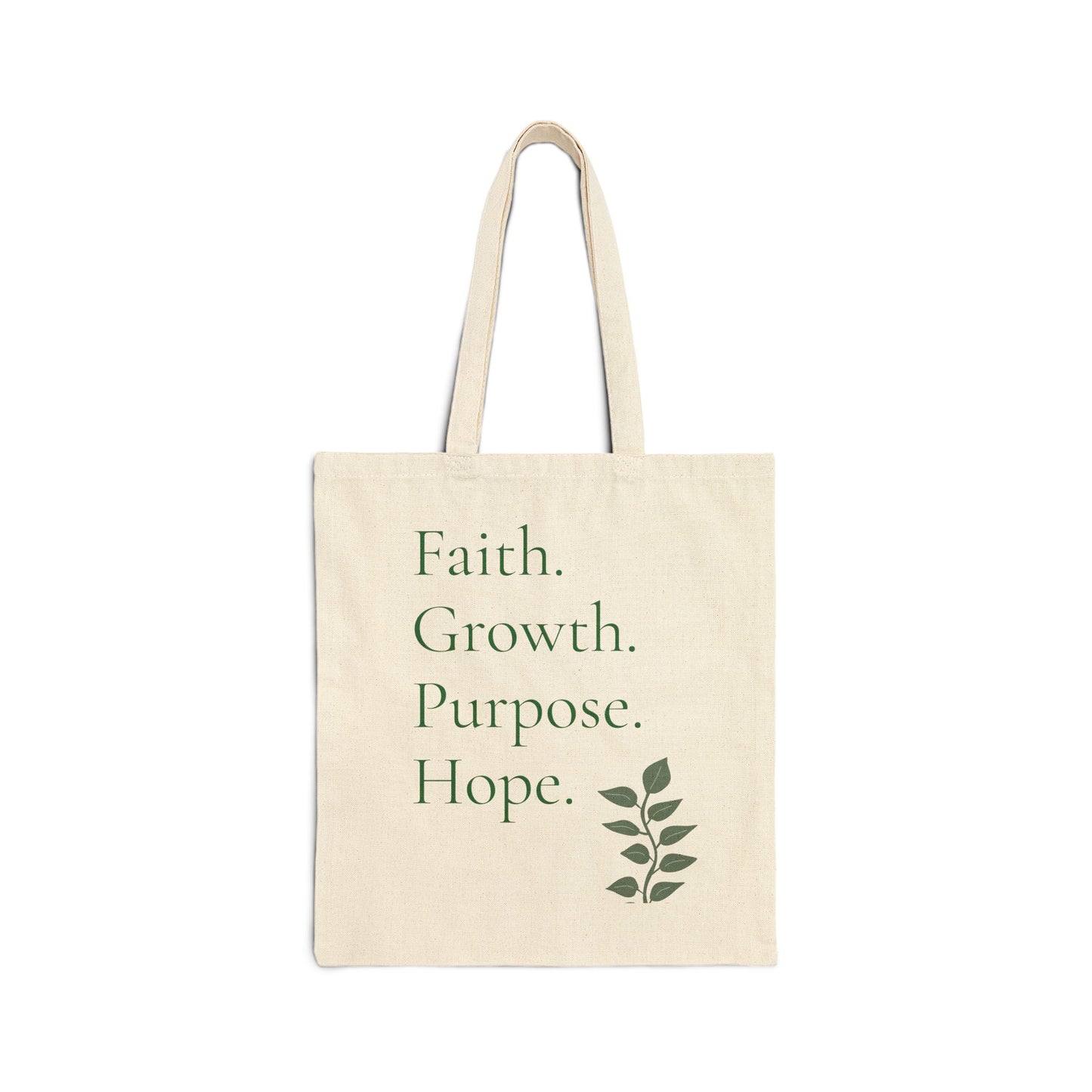 Faith Growth Purpose Hope Tote Bag | Christian Canvas Tote | Botanical Reusable Book Bag | Inspirational Gift for Women