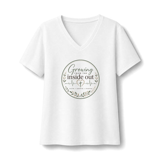 Growing From The Inside Out Botanical Faith Women’s Relaxed V-Neck T-shirt