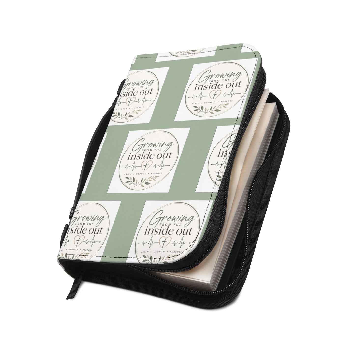 Christian Bible Cover | Growing From The Inside Out Bible Case | Floral Bible Cover with Handle | Faith Gift | Scripture Study Organizer