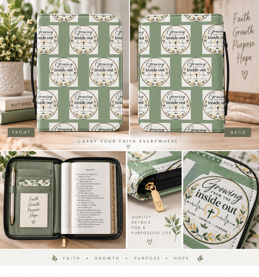 Sage Green PU Leather Bible Cover | Christian Faith Study Case