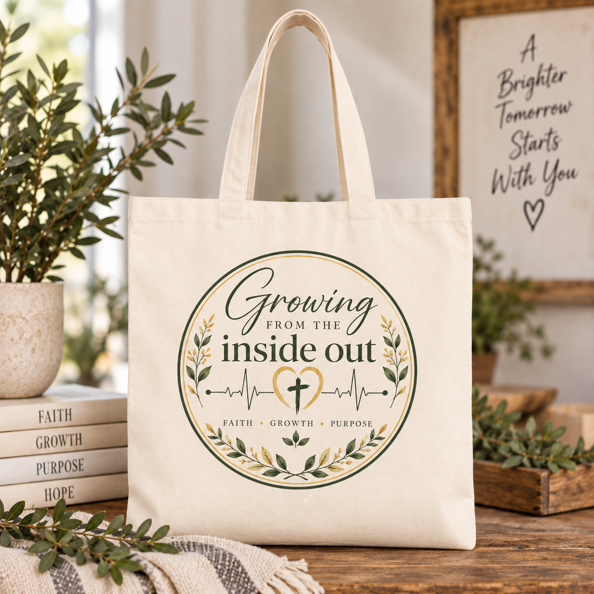 Faith Growth Purpose Hope Canvas Bag