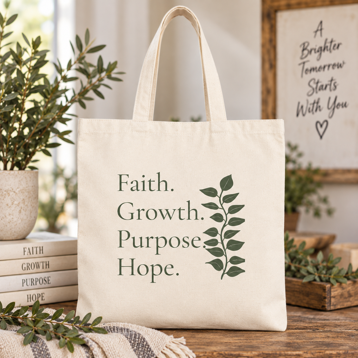 Faith Growth Purpose Hope Canvas Bag