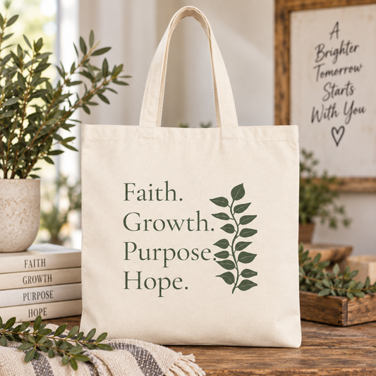 Faith Growth Purpose Hope Canvas Bag