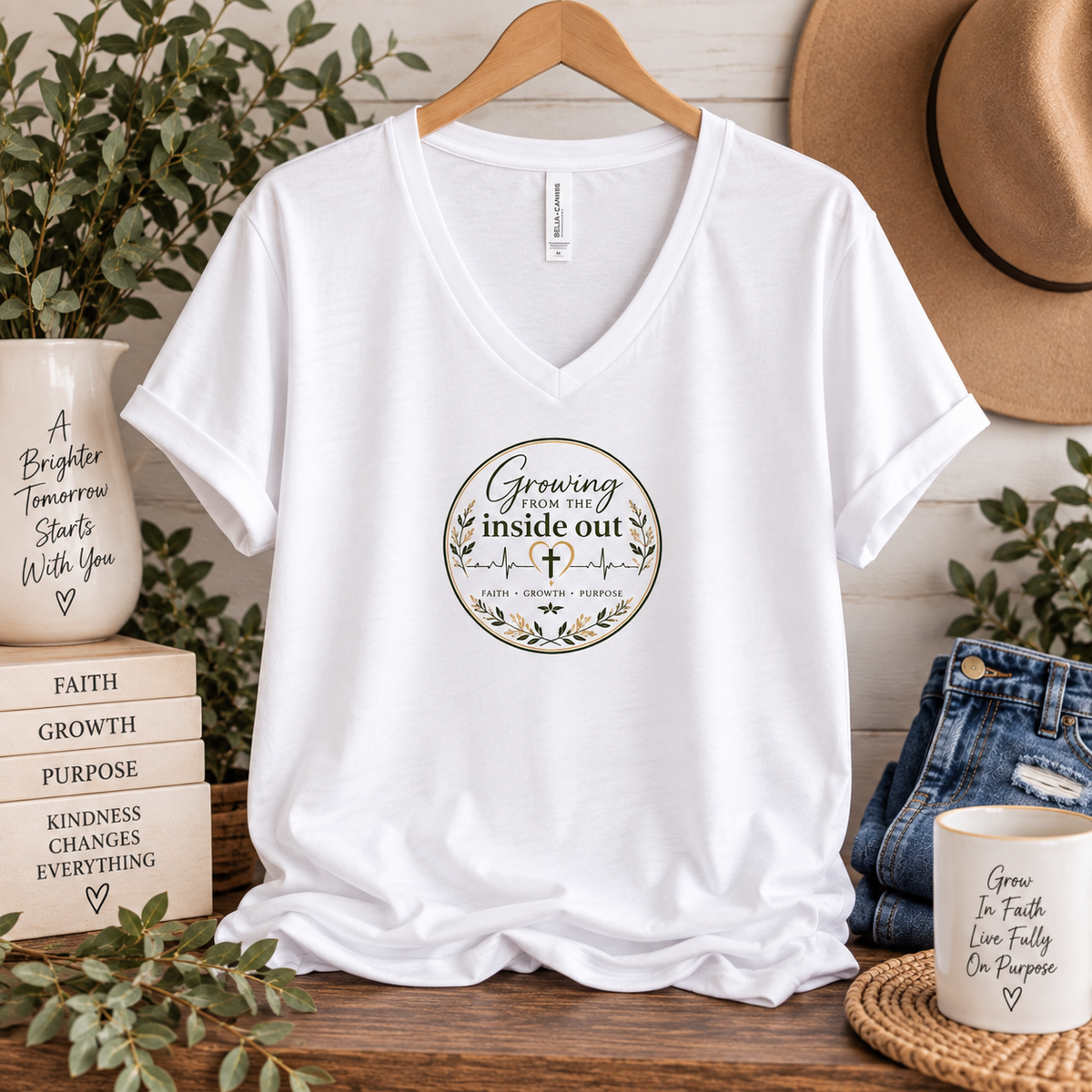 GFIO Botanical Faith Women's Relaxed V-Neck T-shirt