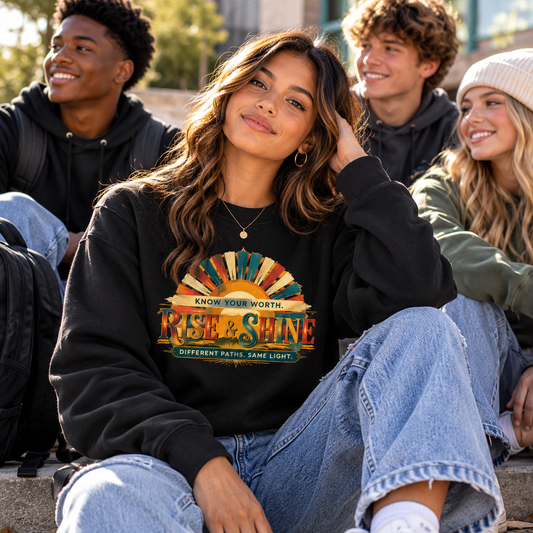 Know Your Worth Rise & Shine Unisex Motivational Crewneck Sweatshirt