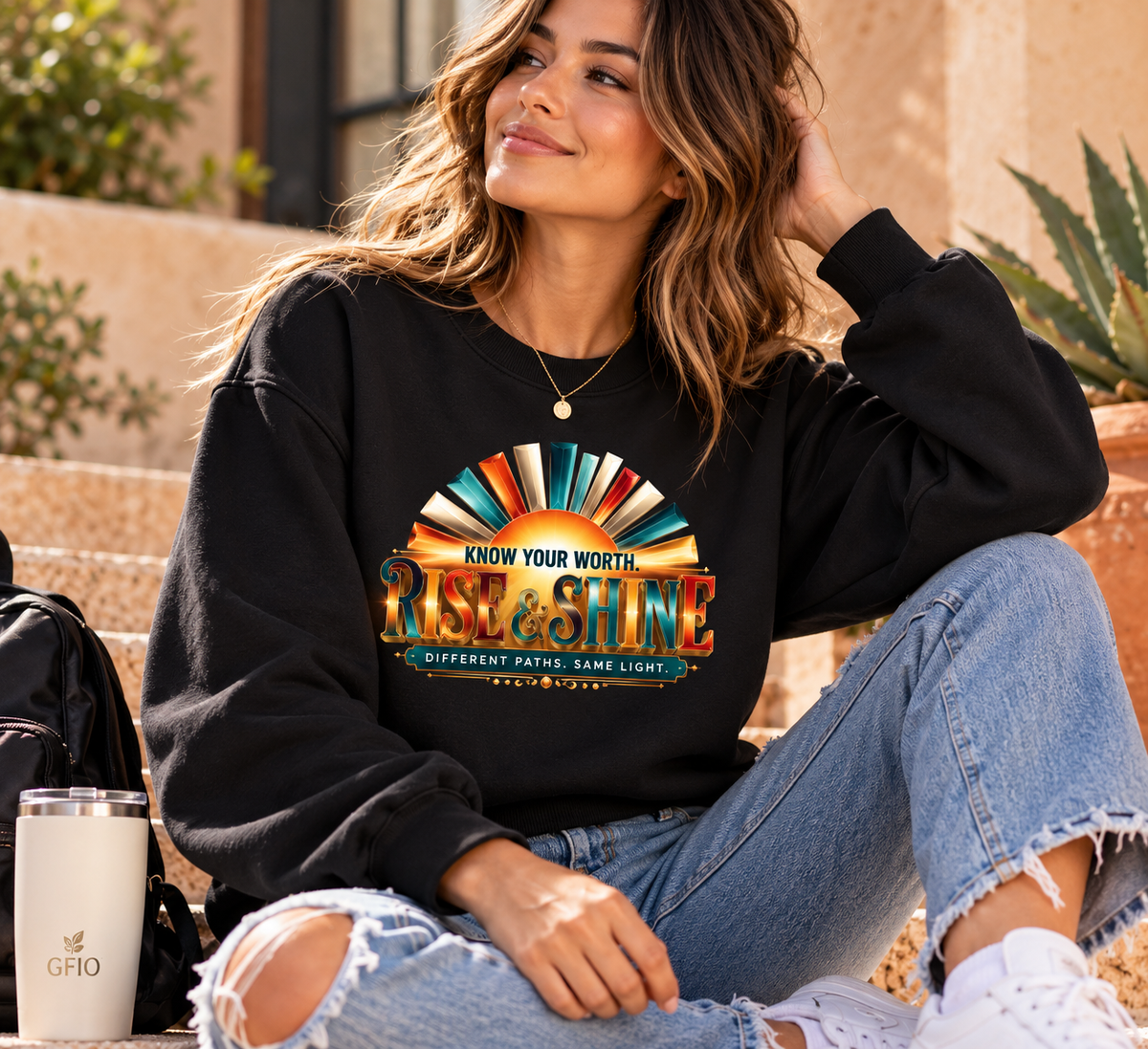 Know Your Worth Rise & Shine Unisex Motivational Crewneck Sweatshirt